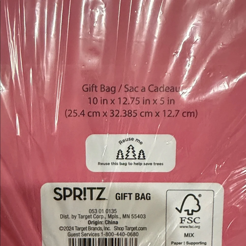 Spritz Floral Gift Bag in Pink and Peach 24 bags medium size NEW - Picture 3 of 3